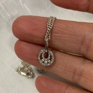 18k  Crystal Circle Pendant Necklace - White